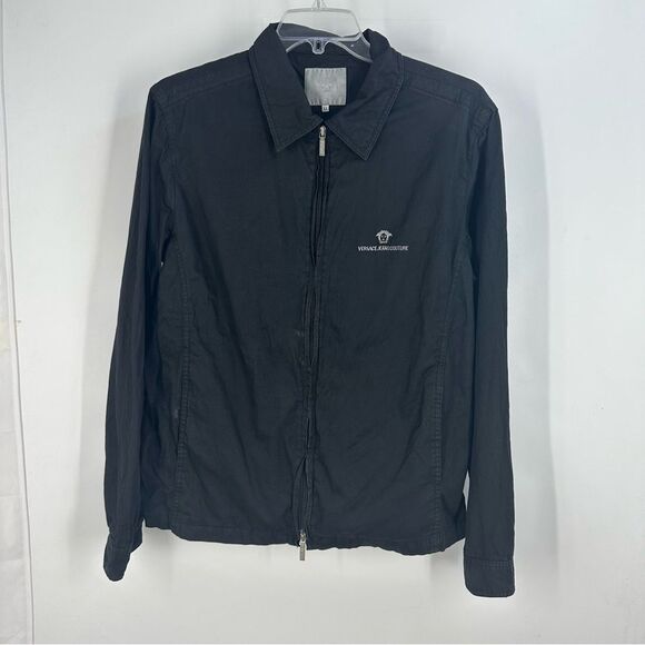 Versace Jeans Couture size XL Black Cotton Zip-Up Lightweight Jacket - Picture 1 of 12
